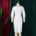 thumbnail image 3 of AURA Plus Size Women High Waist Pleated Pencil Midi Dress Elegant Office Commuter Style, 3 of 10
