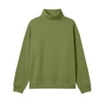 thumbnail image 7 of Lenpel Sweatshirts for Women Fall Mock Neck Long Sleeve Tops Oversized Solid Color Casual Loose Warm Pullover(Army Green,Small), 7 of 7