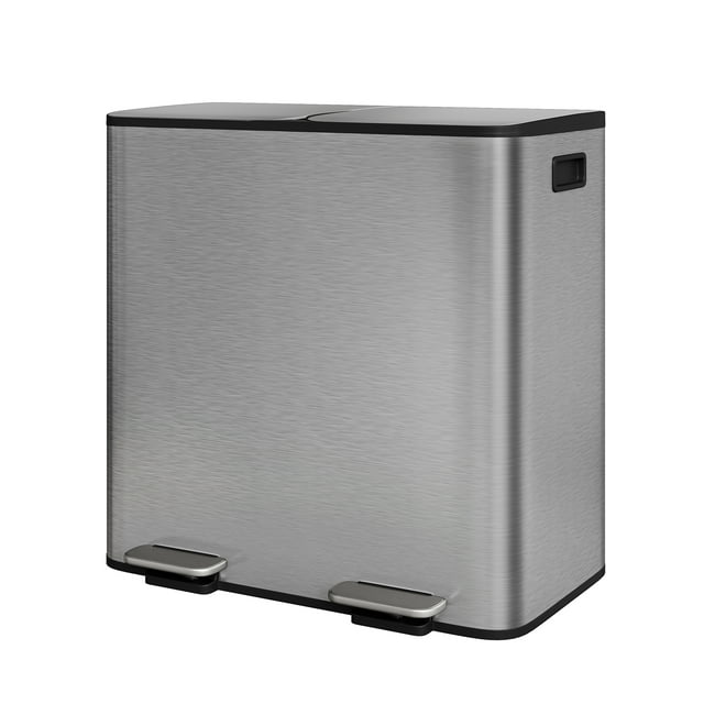 JoanKaren Dual Compartment Step Trash Can,21.2 Gallon Stainless Steel Kitchen Garbage Bin with Soft-Close Lid,Matte Gray