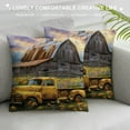 thumbnail image 3 of JRXY Vintage Truck Throw Pillow Covers Spring Farmhouse Mountain Bird Sunflower Natural Lavender Brown Soft Indoor Outdoor Office Chair Bedroom Couch Decor Cushion Cover  White, 3 of 5