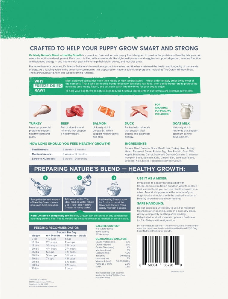 Dr marty nature's blend feeding chart hot sale