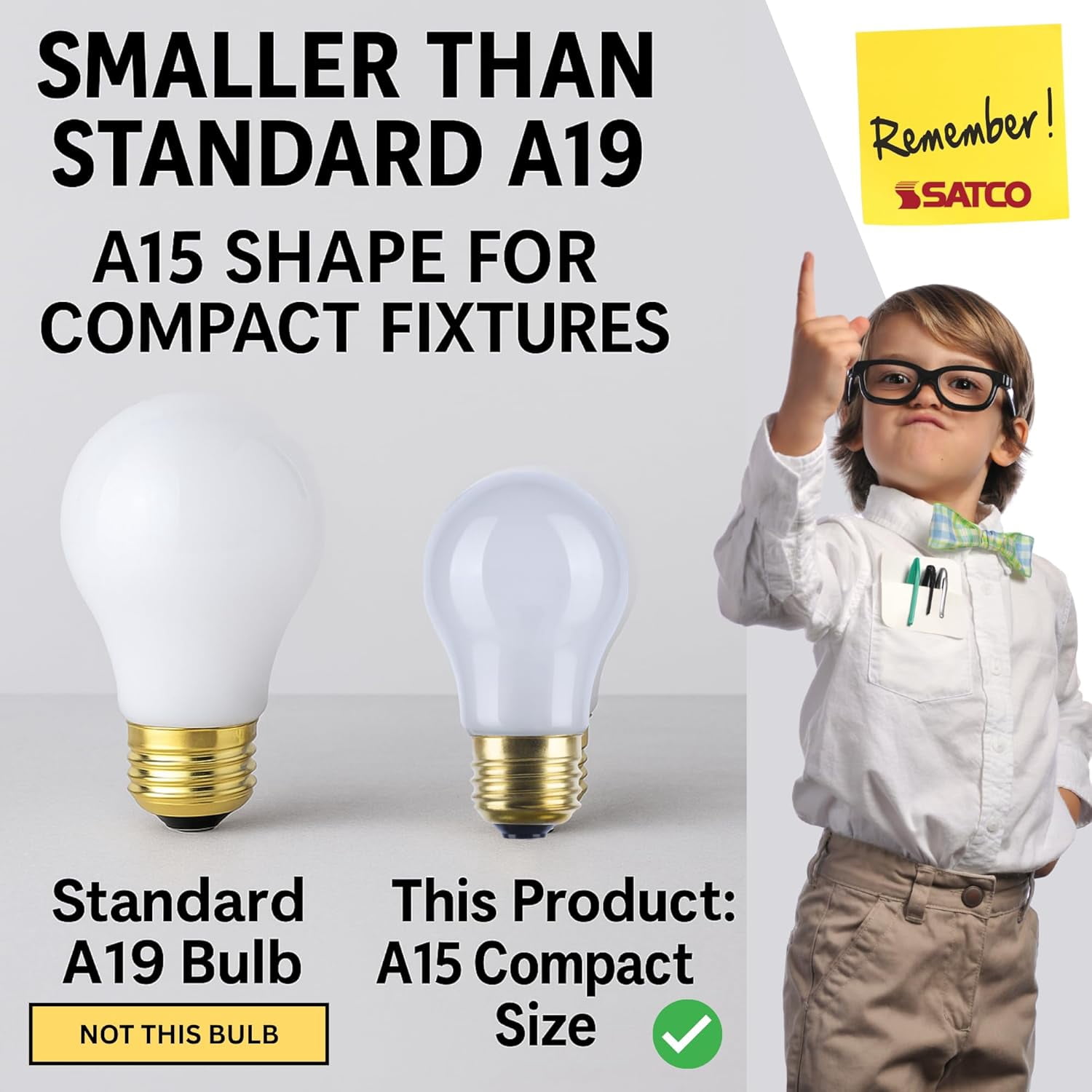 Satco S9068 LED A15 Light Bulbs 5.5W 120V 5000K E17 Intermediate Base Dimmable (6 Pack)