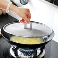 thumbnail image 3 of Juego de 2 cubre sartenes de acero inoxidable con mango de cocina abatible, práctica tapa para sartenes u ollas Ø 25 cm + 32 cm, 3 of 5