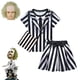 thumbnail image 2 of New BBeetlejuice 2 Roleplaying Kids Costume Girl Cosplay Troublemaker Demon Pleated Skirt+Wig Suits Child Halloween Funny Clothe, 2 of 5