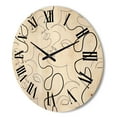 thumbnail image 3 of Designart 'Black and White One Line Drawing Portraits' Modern Wood Wall Clock, 3 of 5