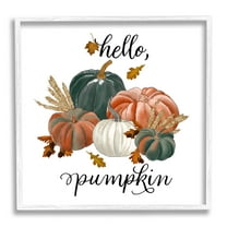 Stupell Industries Hello Pumpkin Fall Harvest Graphic Art White Framed Art Print Wall Art, Design by The Saturday Evening Post