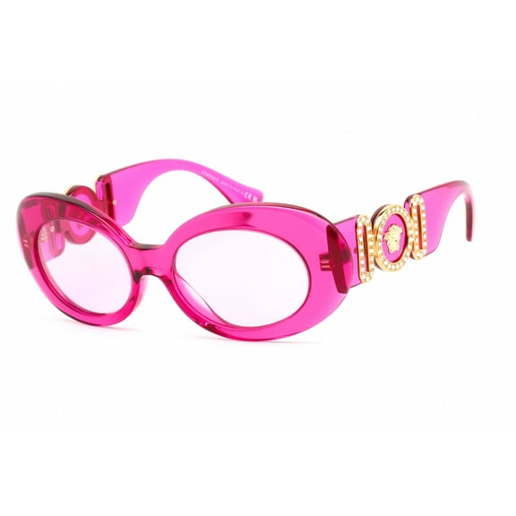 Versace VE 4426BU Plastic Womens Round Sunglasses Transparent Fuchsia 54mm Adult