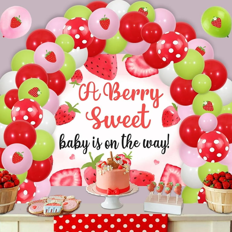 Glitter A Berry Sweet Baby is On The Way Banner, Strawberry Girl Baby  Shower Party Decorations, Berry Sweet Baby Shower Decorations, Strawberry