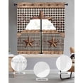 thumbnail image 2 of Vintage Texas Star Brown Swag Curtains for Living Room/Bedroom Windows, Black Plaid Berry Farmhouse Kitchen Curtains and Valances Set 36 Inch Length, Light Filtering Swags Valance Curtain Panels, 2 of 5