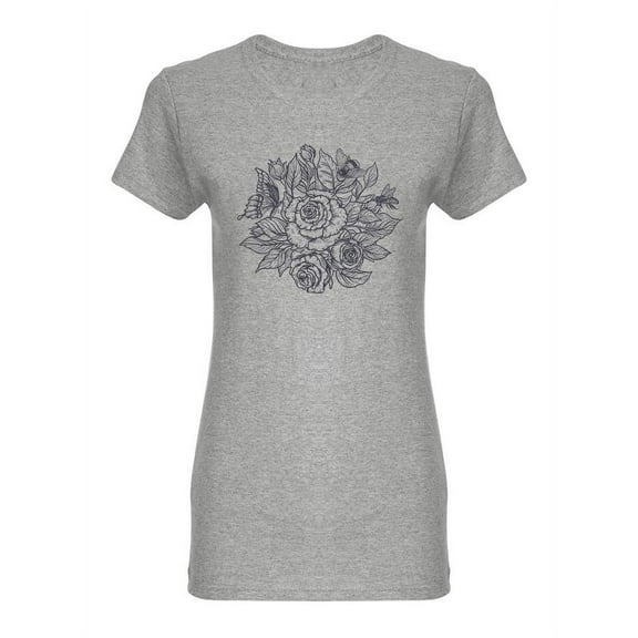 Rose Bouquet Sketch. T-Shirt Women -Image by Shutterstock, Female x-Large