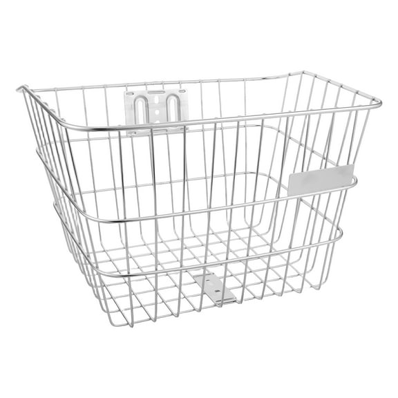 PTOOTP Adult Bike Basket Wireframe Design Stainless Steel Silver For Bicycle Grocery Runs 1Set