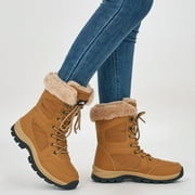 Ecetana Snow Boots for Women Faux Fur Cozy Warm Winter Boots Waterproof Outdoor Shoes for Walking Hiking