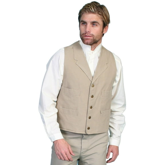 Scully Leather Sand Canvas Mens Vest