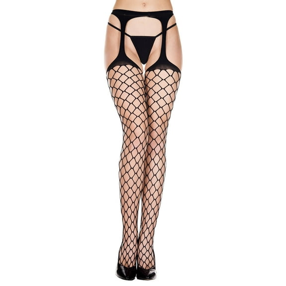 Music Legs Women's Diamond net suspender pantyhose 915-BLACK
