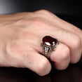 thumbnail image 4 of Roarsilver Zircon Ring-925k Unisex Silver Jewelry-Vintage Gemstone Ring-Gift for Him and Her-925k Turkish Handmade Sterling Silver Red Zircon Ring | 9, 4 of 5