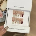 thumbnail image 2 of Bow Polka Dot French Tip Handmade Press on Nails for Women Y2K Preppy Cute Long Coffin Multicolor Fake Nails, 2 of 4