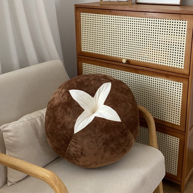 Preciosos cojines con forma de tomate y champiñón | Cojín decorativo para sofá de 25 x 25 cm | Suave felpa de algodón para sala de estar y dormitorio | Opciones en rojo, marrón y amarillo