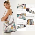 thumbnail image 5 of Canvas Tote Bag for Shopping Enthusiasts Fashionistas Cute Fashion Crossbody Handbag Casual Tote with Zipper Tote Reusable Bags,Cactus Women's Retro Large Size Canvas Shoulder Bag Hobo Crossbody Handb, 5 of 5