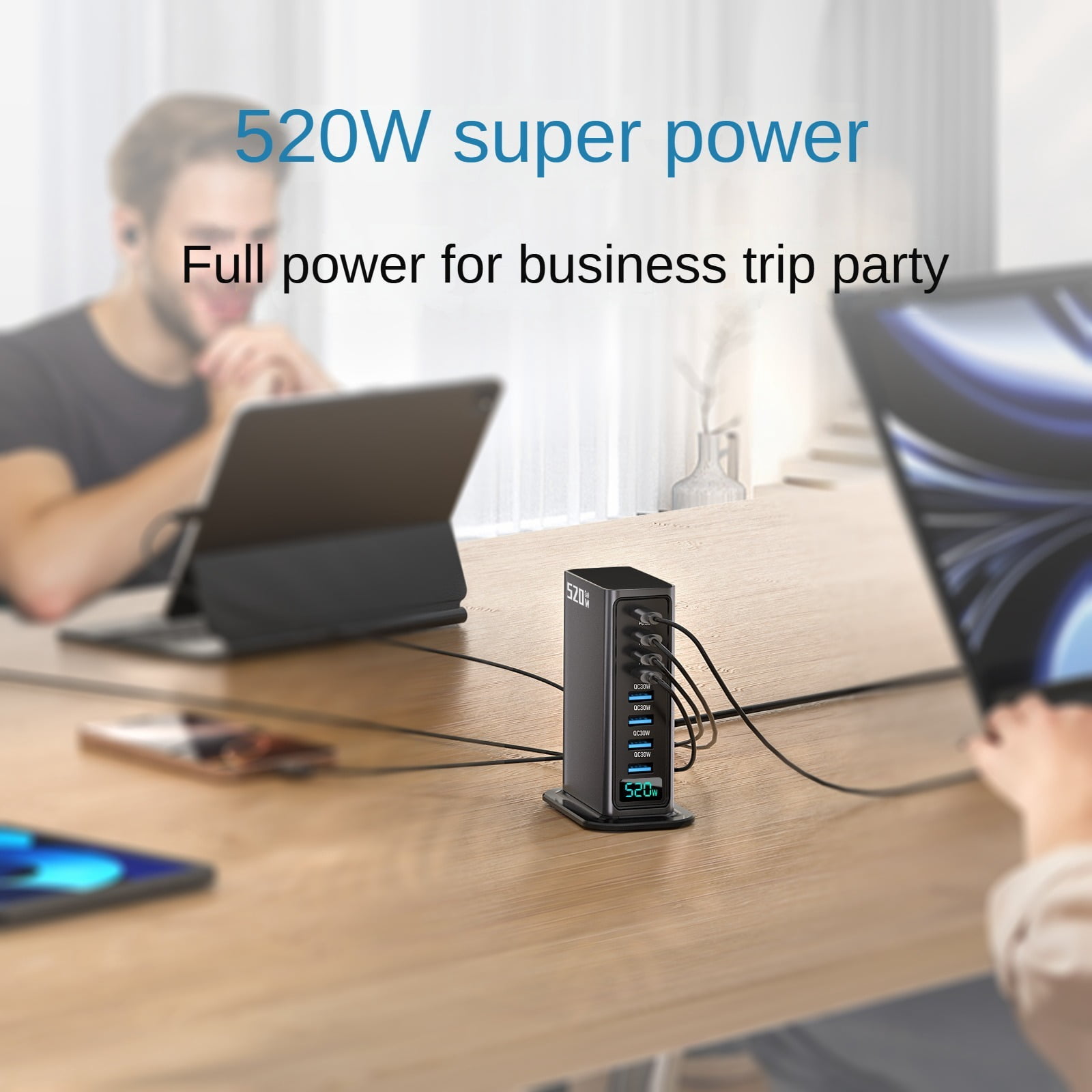 520W Gallium Nitride Charger Multi-Port Desktop Charging Station Fast Charging Head for Apple Laptop Power Adapter