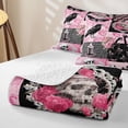 thumbnail image 4 of Castle Fairy Dark Coquette Skull Raven Twin Quilt Set,Vintage Romantic Floral Butterfly Twin Coverlet Set,Pink Black, 4 of 7