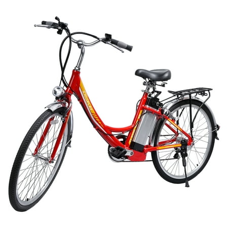 IDEAPLAY P20 24" Electric Bike for Adults, 250W Electric Commuter Bicycle with 3 Riding Modes Ebike, Red