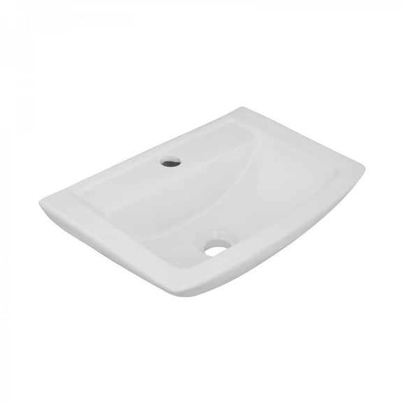 Renovators Supply Manufacturing Vega Wall Mount Bathroom Sink 18 In. Small White Ceramic Wall Hung Sink With Single Faucet Hole