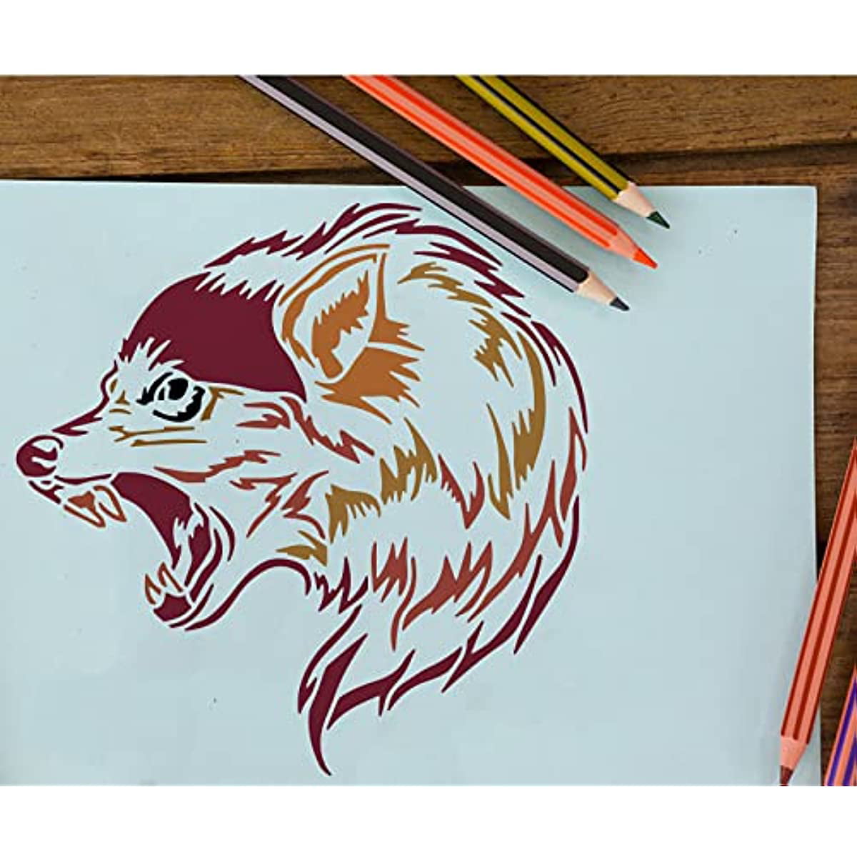 howling wolf head drawing