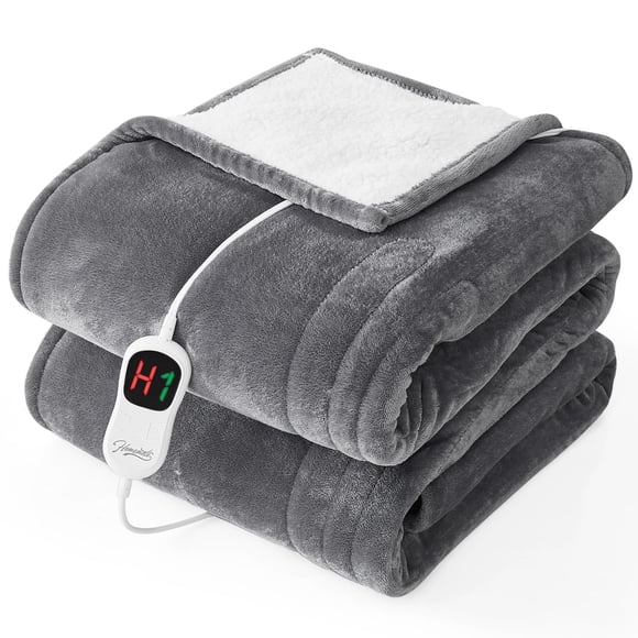 Homemate Electric Heated Blanket Twin - 62"x84" Heating Bed Blankets Throw with 10 Heating Levels 8 Hours Auto Off Fast Heating Over-Heated Protectio