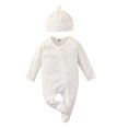 thumbnail image 1 of Gibobby Monos de Moda de mono con de color sólido de manga larga de otoño e invierno para niños pequeños y niñas(Blanco， 3-6 Meses), 1 of 5