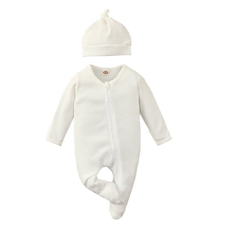 

XYIJANI Infant Clothes Toddler Infant Boys Girls Autumn Winter Long Sleeve Solid Colour Footed Jumpsuit Romper Baby Boy Clothing Set 12-18 Months Baby Boy S Clothing (White 100)