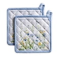 thumbnail image 1 of Maison d' Hermine Fleurs De Mai 100% Cotton Set of 2 Pot Holders with Loop Heat Resistant for BBQ | Cooking | Baking | Grilling | Microwave | Barbecue | Spring/Summer (8 Inch by 8 Inch)., 1 of 5