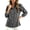 Gray, variant on Women's Solid Color Denim Ruffle Collar Button-Front Long Sleeve Jacket Casual Feminine Trucker Coat