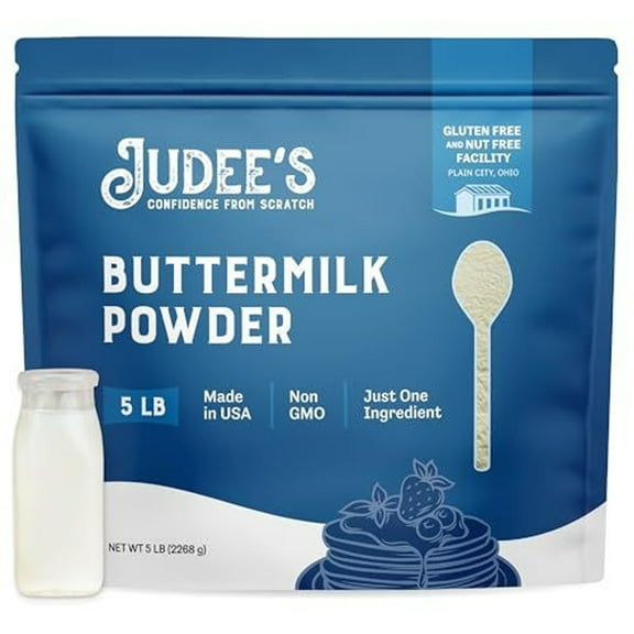 Judee's Gluten Free Buttermilk Powder - Shelf-Stable Bulk Powdered Buttermilk - Gluten Free Pancake & Cornbread Baking - Versatile Blend for Baking & Cooking - 5 lb Pouch