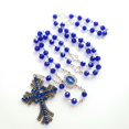 thumbnail image 3 of Giaone Rosary Necklace 8mm Blue Crystal Beads Medal Crucifix Cross Pendant Long Chain, 3 of 7