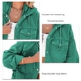 thumbnail image 5 of Women Fashionable Hoed Jacket Drawstring Single Breasted Drop Shoulders Casual Female Jacket Green S, 5 of 6