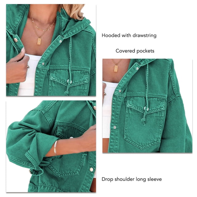 Chaqueta Vaquera Corta de Mujer Chaqueta Ligera con Botones Cárdigan Oversize con Gorro ANGGREK Otros