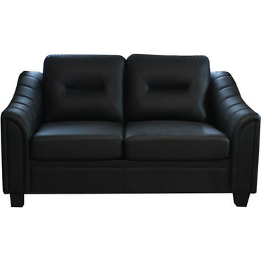 Carlock 61 3 Faux Leather Pillow Top, Titanic Furniture Breathable Leather Sofa In Black