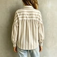 thumbnail image 6 of NTACZA Blouson 2026 Fashion Tops for Women Pleated Back Striped Button Down Collared Long Sleeve Work Relaxed Fit Shirts M, 6 of 9