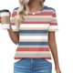 thumbnail image 1 of Fiudx Camisas para Mujer Jersey Plisado Estampado con Cuello Redondo para Mujer, Top Informal de Moda de Manga Corta para Primavera/Verano, 1 of 4