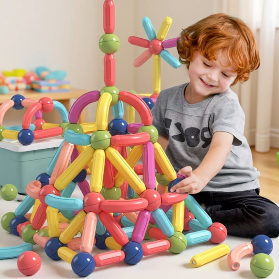 42PCS Magnetic Sticks and Balls Building Set for 4-8, STEM Construction , Large Size, Multicolor