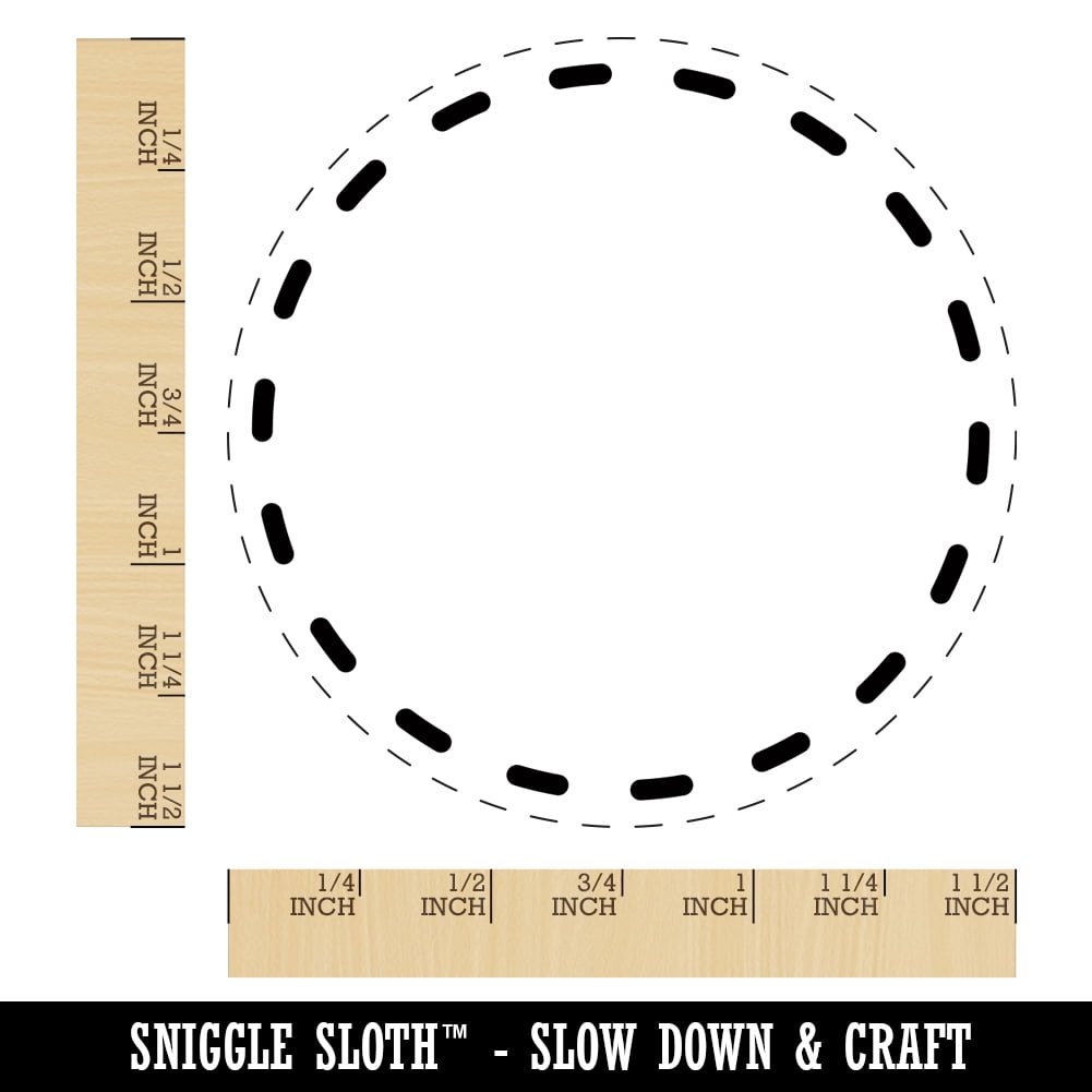 Dashed Circle Outline Self-Inking Rubber Stamp Ink Stamper - Black Ink - Large 1-1/2 Inch