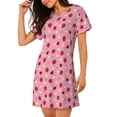thumbnail image 2 of Hirioo Strawberry and Ladybugs for Women’s Nightdress Comfortable Short Sleeve Nightwear Casual Sleep Dress, 2 of 6