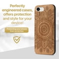 thumbnail image 2 of Case Yard Wooden Case Outside Soft TPU Silicone, Slim Fit Shockproof Wood Protective Phone Cover for Girls Boys Men and Women, Supports Wireless Charging Mandala Design case for iPhone-SE, 2 of 7