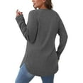 thumbnail image 5 of BLVB Long Sleeve Tops for Women Crewneck Ribbed Knitted Pullover Solid Color Casual Comfy Blouses Lightweight Sweaters, 5 of 5