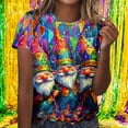 thumbnail image 2 of successthop Mardi Gras T Shirts for Women Goblin Casual Oversized Crewneck Shirt Short Sleeve Top Plus Size Outfits XL, 2 of 6