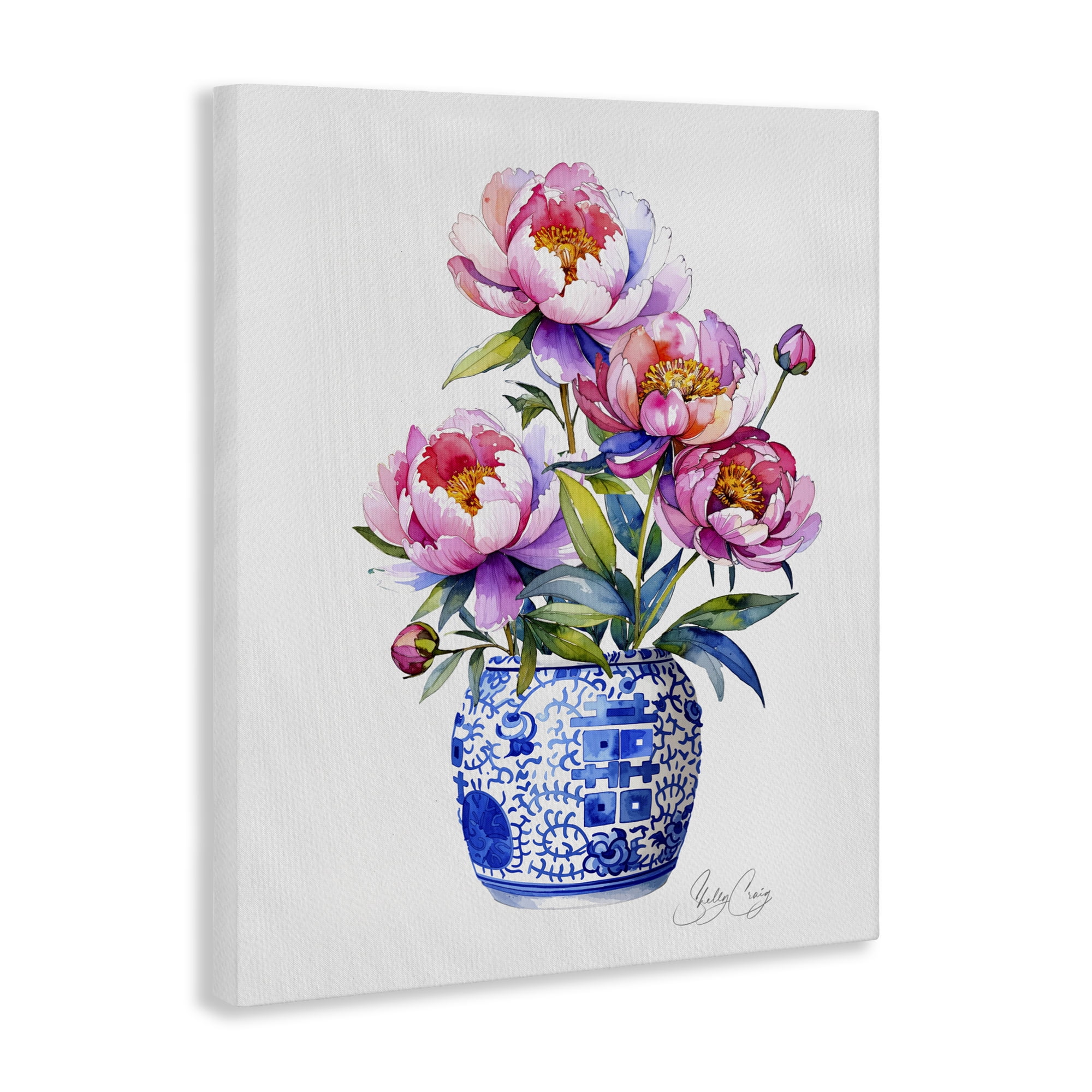 Stupell Industries Blue Dynasty Blooms Canvas Wall Art, design by Shelly Craig