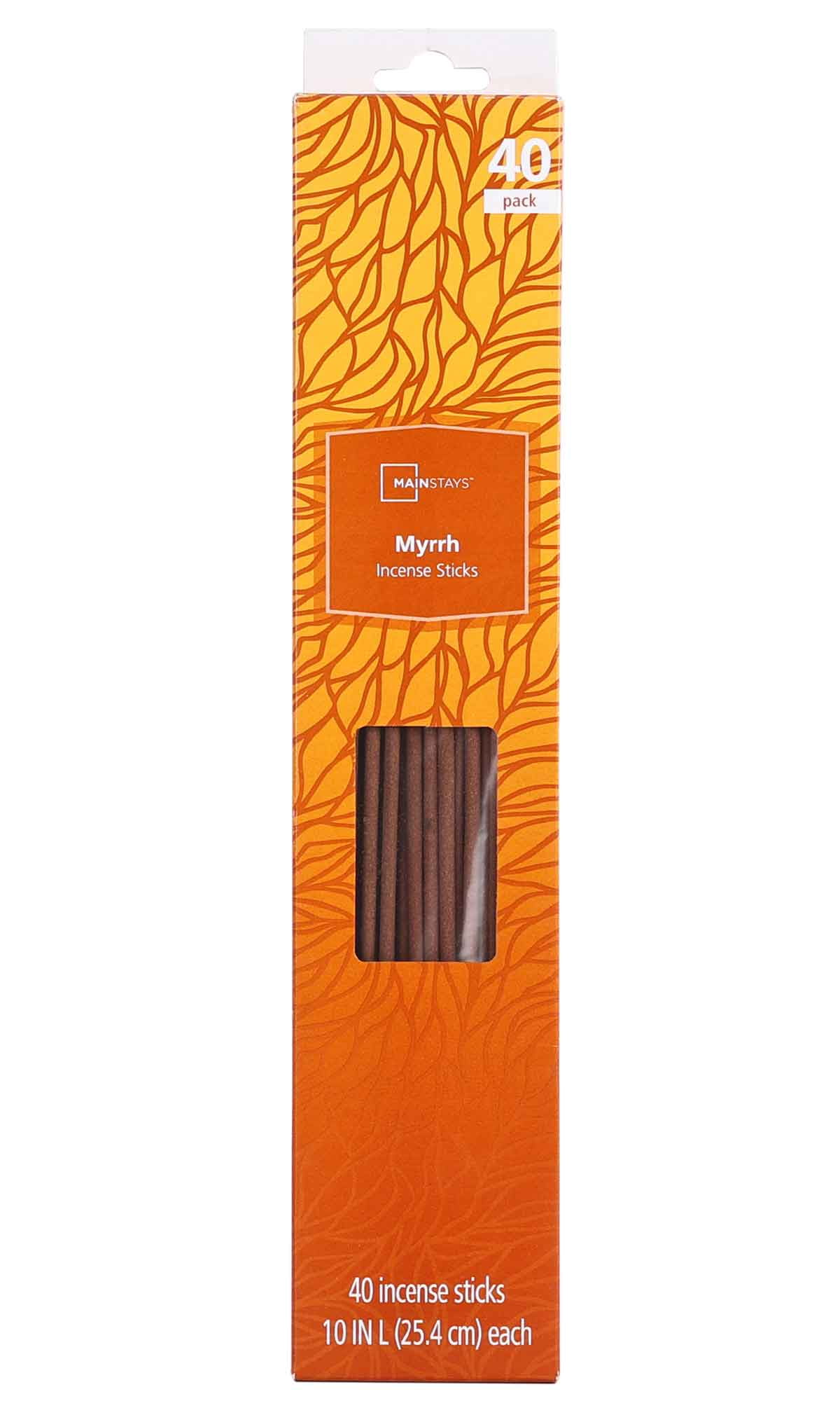 (6 pack) Mainstays Incense Sticks, Myrrh Fragrance (Orange), 40 Pack