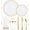 Gold Rim Dinnerware, variant on 175 Count Rose Gold Dinnerware Set for 25 Guests - Rose Gold Rimmed White Disposable Plastic Plates Heavy Duty, Includes 25 Dinner & Salad Plates, Cups, Cutlery Set for Wedding Parties