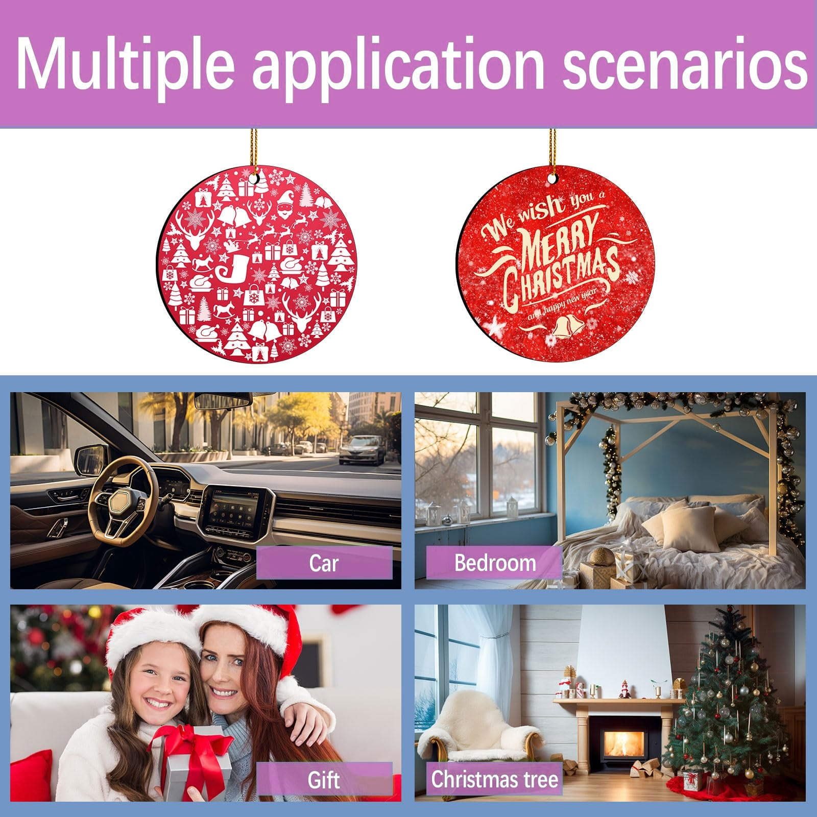 40Pcs Sublimation Ornament Blanks, 2.75inch Sublimation Blanks Bulk, DIY Sublimation Blanks for Christmas Tree Décor