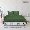 thumbnail image 3 of ROYALE Hunter Green Duvet Cover Queen Size - Washed Duvet Cover Set, 3 Piece Double Brushed Duvet Covers with Button Closure - 1 Duvet Cover 90x90 inch & 2 Pillow Shams - Comforter Cover, 3 of 8